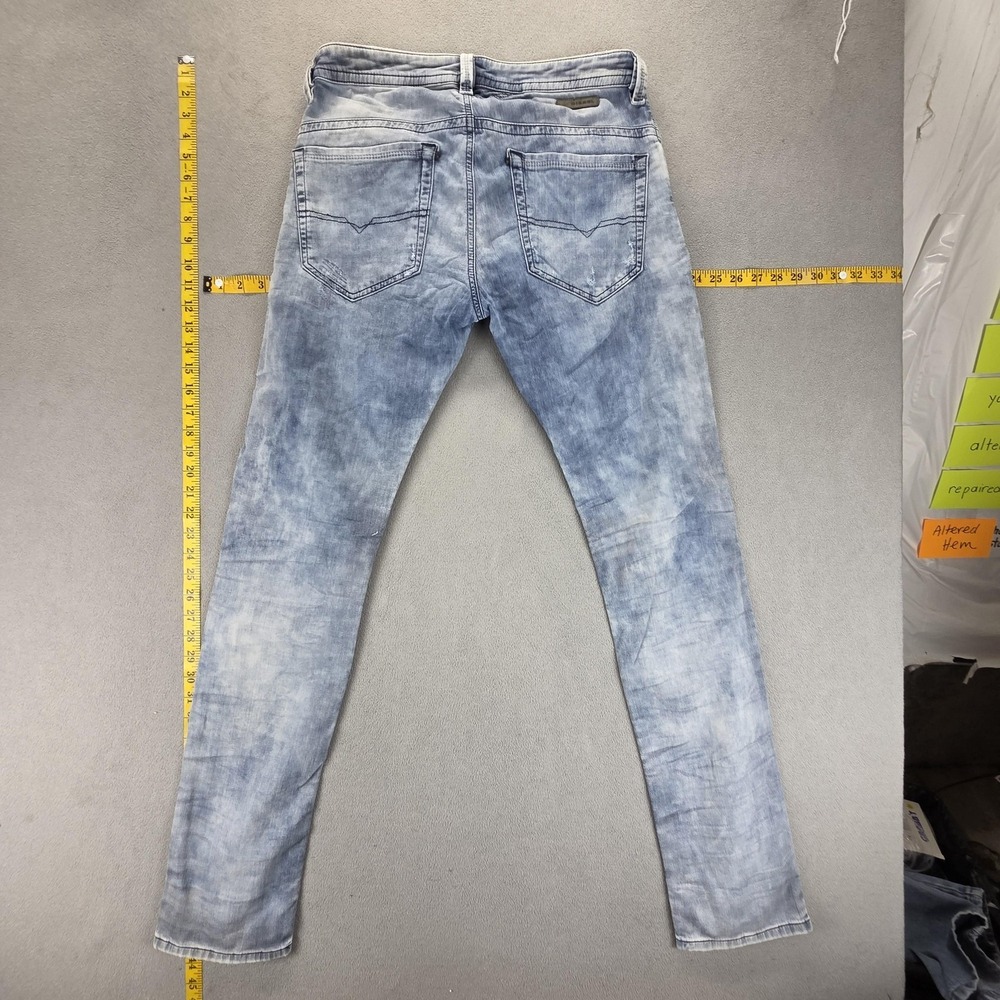 Diesel Jeans Mens 30x32 Blue Thavar-NE Slim Skinny Stretch Acid Wash 0609M - Picture 2 of 16